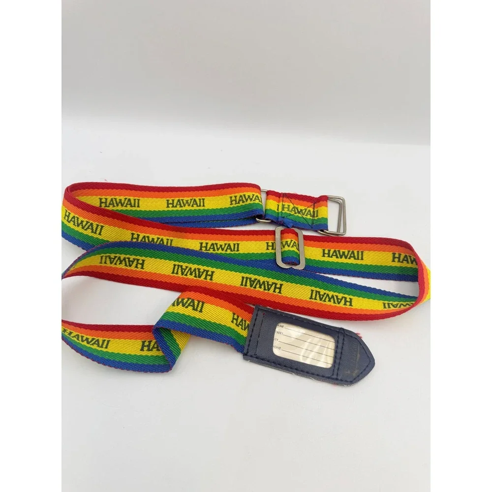 Vintage Hawaii Rainbow Luggage Strap Adjustable Travel Bag ID Tag Belt Retro